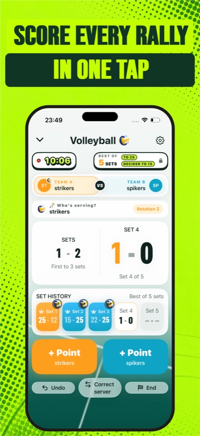 Volleyball Scoreboard app screenshot