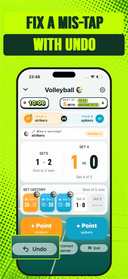 Volleyball Scoreboard app screenshot
